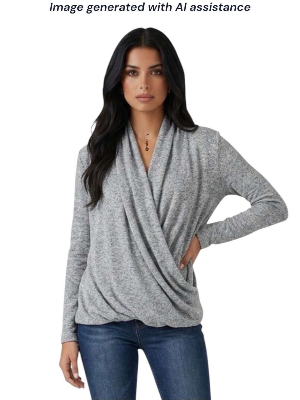 Anthropologie Pure + Good M heathered grey wrap sweater